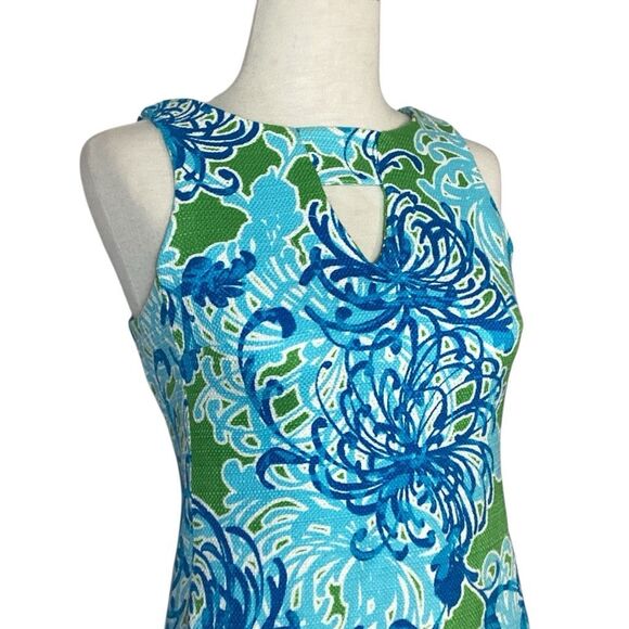 Taylor Keyhole Floral Sheath Dress Women’s 8 Green Blue - Picture 3 of 9